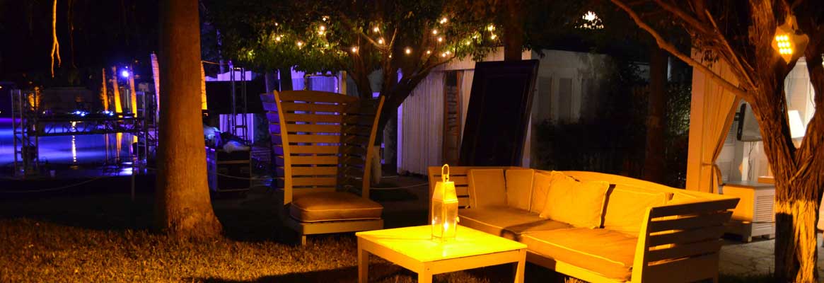 Custom outdoor lighting design displayed here from private milestone celebration event in NYC