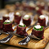 Appetizers arranged with elegance by catering experts at Miami events