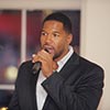 Speaker and NFL star Michael Strahan speaking at corporate private nyc event