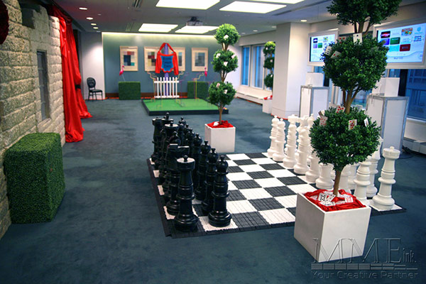 Corporate themed event life size chess pieces