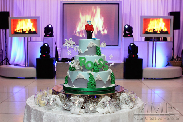 Bat Mitzvah winter wonderland custom cake design