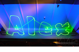 Custom name in lights lighting Gobo at Sweet 16 party